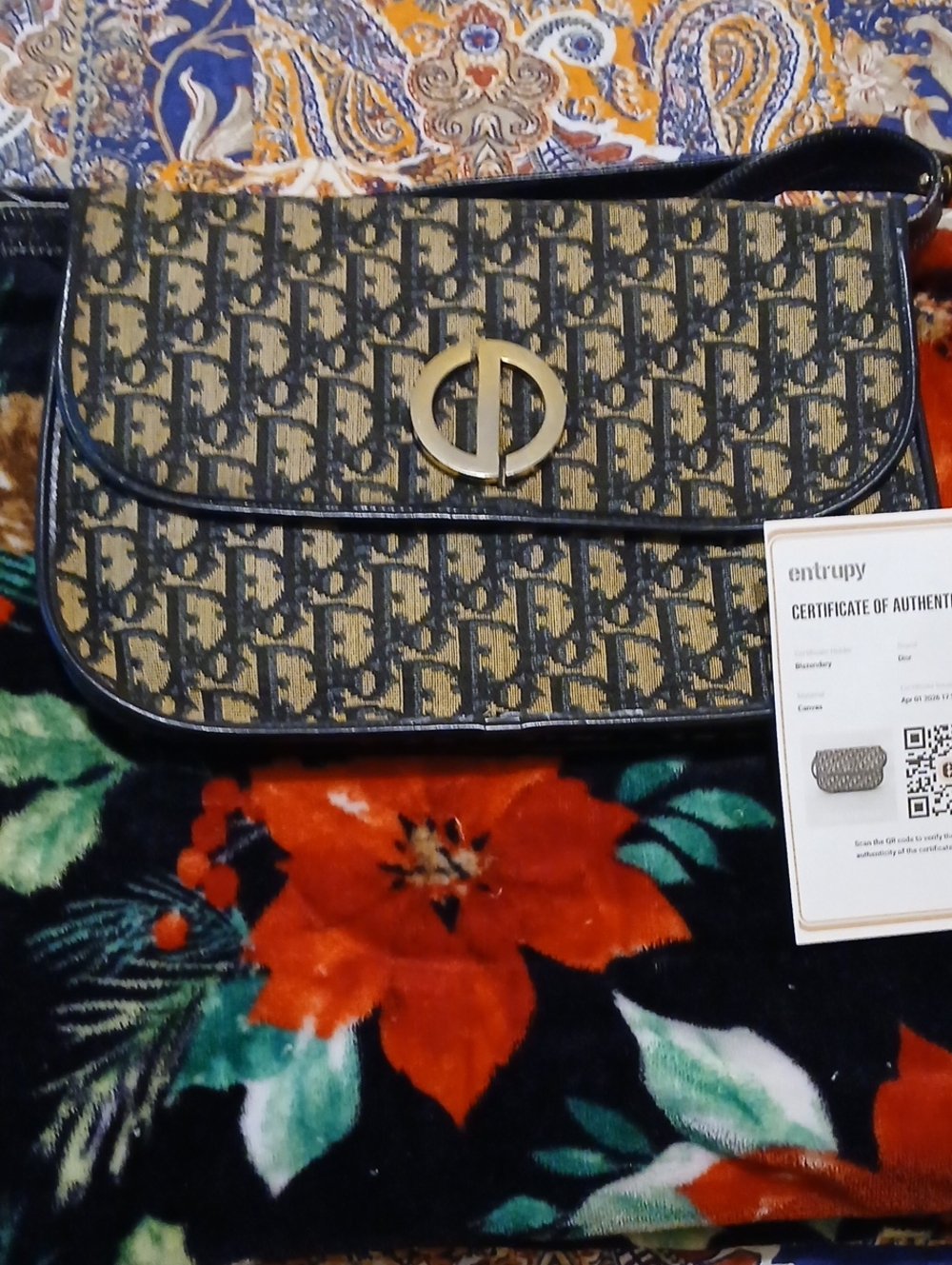Dior Saddle Shoulder Bag in Navy and Beige Monogram